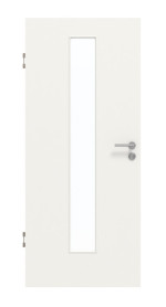 Frontansicht von GARANT Schallschutztür Weißlack 9016 mit Lichtausschnitt LA-4 mittig