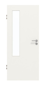 Frontansicht von GARANT Schallschutztür Weißlack 9016 mit Lichtausschnitt LA-5 bandseitig