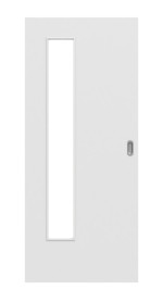Frontansicht von Bütte Weiß LA 24 bandseitig Basic Durat Schiebetür - Huga