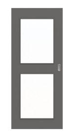 Frontansicht von Huga Schiebetür Hygge grau RAL 7037 Durat Basic mit Lichtausschnitt LA 12