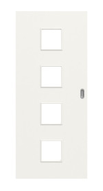 Frontansicht von Weiß ähnlich RAL 9016 LA 14 Basic Lack Schiebetür - Huga