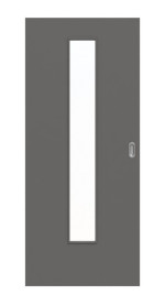 Frontansicht von Huga Schiebetür Hygge grau RAL 7037 Durat Basic mit Lichtausschnitt LA 24