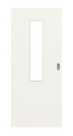 Frontansicht von Weiß ähnlich RAL 9016 LA 4 mittig Basic Lack Schiebetür - Huga
