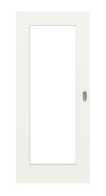 Frontansicht von Weiß ähnlich RAL 9016 LA 8 Basic Lack Schiebetür - Huga