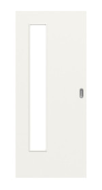 Frontansicht von Weiß ähnlich RAL 9016 LA 24 bandseitig Basic Lack Schiebetür - Huga