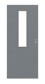 Frontansicht von Schiebetür Strukturiert Hygge Grau LA 4 mittig Basic - Huga