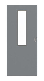 Frontansicht von Schiebetür Ultramatt Hygge Grau LA 4 mittig Basic - Huga