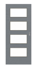 Frontansicht von Schiebetür Strukturiert Hygge Grau LA 9 Basic - Huga