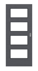 Frontansicht von Schiebetür Strukturiert Anthrazit LA 9 Basic - Huga