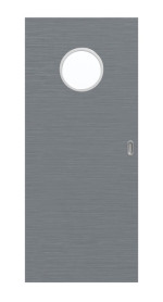 Frontansicht von Schiebetür Strukturiert Hygge Grau LA Bullauge Basic - Huga