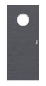 Frontansicht von Schiebetür Strukturiert Anthrazit LA Bullauge Basic - Huga