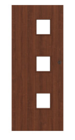 Frontansicht von Schiebetür Dexo M3 Walnuss Dekorfolie mit Lichtausschnitt
