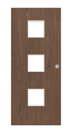 Frontansicht von WESTAG Schiebetür Nussbaum Trentino NU 717 Portalit CPL mit Lichtausschnitt LA-3