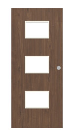 Frontansicht von WESTAG Schiebetür Nussbaum Trentino NU 717 Portalit CPL mit Lichtausschnitt LA-3Q