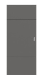 Frontansicht von Huga Schiebetür Signum 34 Hygge grau RAL 7037 Lack Concept