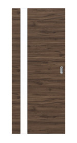 Frontansicht von HÖRMANN Schiebetür Pure 1 Alpineiche quer Duradecor DesignLine mit Lichtausschnitt Bandseite