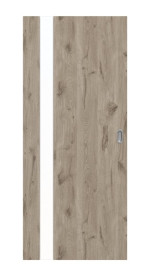 Frontansicht von HÖRMANN Schiebetür Pure 1 Nordeiche Duradecor DesignLine mit Lichtausschnitt Bandseite