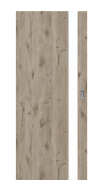 Frontansicht von HÖRMANN Schiebetür Pure 1 Nordeiche Duradecor DesignLine mit Lichtausschnitt Schlossseite