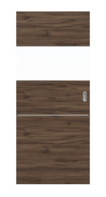 Frontansicht von HÖRMANN Schiebetür Pure 2 Alpineiche quer Duradecor DesignLine mit Lichtausschnitt quer mit bündiger Lisene Steel 79-7