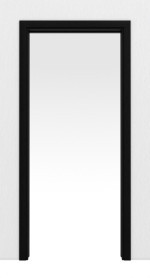 Frontansicht von LEBO Schiebetürsystem in der Wand laufend Ultramatt Schwarz ähnl. RAL 9005 Versio