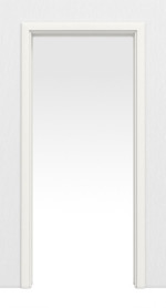 Frontansicht von LEBO Schiebetürsystem in der Wand laufend Ultramatt Weiß ähnl. RAL 9016 Versio