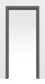 Frontansicht von Huga Schiebetürsystem in der Wand laufend Hygge grau RAL 7037 Duradecor mit Zarge