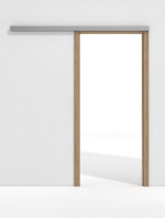 Frontansicht von GARANT Line-Schiebetürsystem vor der Wand laufend Authentic Risseiche CePaL