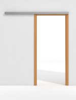 Frontansicht von GARANT Line-Schiebetürsystem vor der Wand laufend Buche Exklusiv CePaL