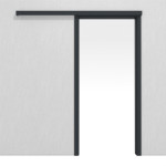 Frontansicht von LEBO Schiebetürsystem vor der Wand laufend Ultramatt Anthrazit ähnl. RAL 7016 Versio inkl. Zarge