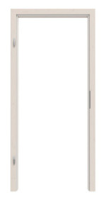 Frontansicht von Massivholzzarge Fichte astig weiß pigmentiert mit Gehrung Profil A