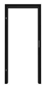 Frontansicht von LEBO Zarge für Wohnungseingangstüren Ultramatt Schwarz ähnl. RAL 9005 Versio mit runder Kante
