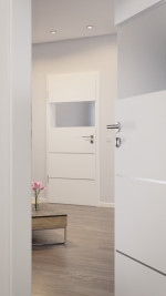 CloseUp von HUGA Innentür Smart 2 Weißlack Concept mit Lichtausschnitt quer mit bündiger Lisene Accura 80-7