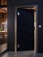 CloseUp-Milieuansicht von HÖRMANN Kunststoff-Pendeltür Schwarz Bunt inkl. Umfassungszarge