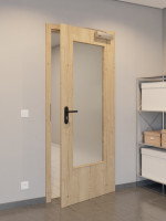 CloseUp-Flur-Milieuansicht von GARANT Rauchschutztür Authentic Risseiche CePaL mit Lichtausschnitt LA-DIN