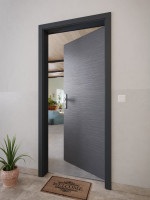 CloseUp-Milieuansicht von Strukturiert Anthrazit Basic Wohnungseingangstür - Huga