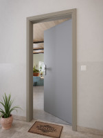 CloseUp-Milieuansicht von Ultramatt Hygge Grau Basic Wohnungseingangstür - Huga