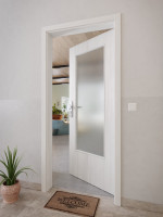 CloseUp-Milieuansicht von GARANT Wohnungseingangstür Authentic Grigio CePaL mit Lichtausschnitt LA-DIN