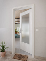 CloseUp-Milieuansicht von GARANT Wohnungseingangstür Authentic Grigio GCK08 mit Lichtausschnitt LA-DIN