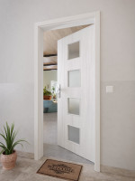 CloseUp-Milieuansicht von GARANT Wohnungseingangstür Authentic Grigio CePaL mit Lichtausschnitt LA-10