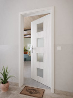 CloseUp-Milieuansicht von GARANT Wohnungseingangstür Authentic Grigio GCK08 mit Lichtausschnitt LA-10