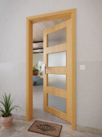 CloseUp-Milieuansicht von GARANT Wohnungseingangstür Eiche Premium CePaL mit Lichtausschnitt LA-11