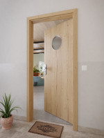 CloseUp-Milieuansicht von GARANT Wohnungseingangstür Authentic Risseiche CePaL mit Lichtausschnitt LA-12