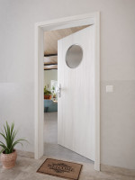 CloseUp-Milieuansicht von GARANT Wohnungseingangstür Authentic Grigio GCK08 mit Lichtausschnitt LA-13