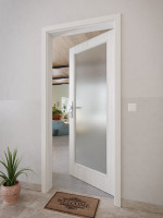 CloseUp-Milieuansicht von GARANT Wohnungseingangstür Authentic Grigio CePaL mit Lichtausschnitt LA-3