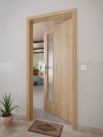 CloseUp-Milieuansicht von GARANT Wohnungseingangstür Authentic Risseiche CePaL mit Lichtausschnitt LA-4 schlossseitig