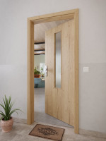 CloseUp-Milieuansicht von GARANT Wohnungseingangstür Authentic Risseiche CePaL mit Lichtausschnitt LA-5 mittig