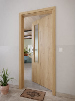 CloseUp-Milieuansicht von GARANT Wohnungseingangstür Authentic Risseiche CePaL mit Lichtausschnitt LA-5 schlossseitig