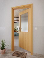 CloseUp-Milieuansicht von GARANT Wohnungseingangstür Eiche Premium CePaL mit Lichtausschnitt LA-6