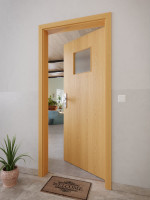 CloseUp-Milieuansicht von GARANT Wohnungseingangstür Eiche Premium CePaL mit Lichtausschnitt LA-8