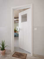 CloseUp-Milieuansicht von GARANT Wohnungseingangstür Authentic Grigio CePaL mit Lichtausschnitt LA-9